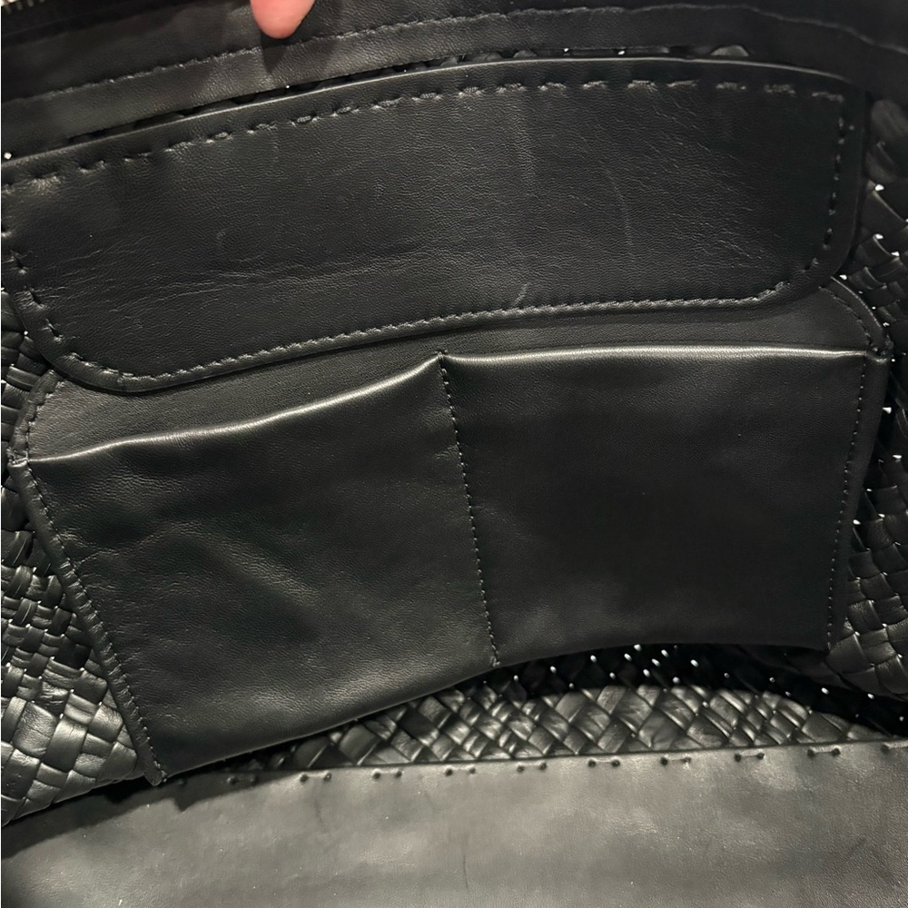 XL Botegga style Woven Leather Hobo Falor Bag - Black/ silver NWOT - Picture 10 of 14